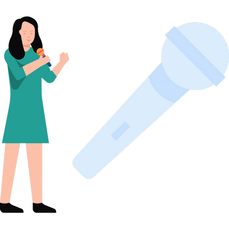 Girl speaking into mic  Illustration