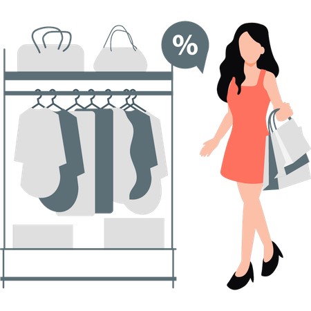 Girl spending money on shopping  Illustration