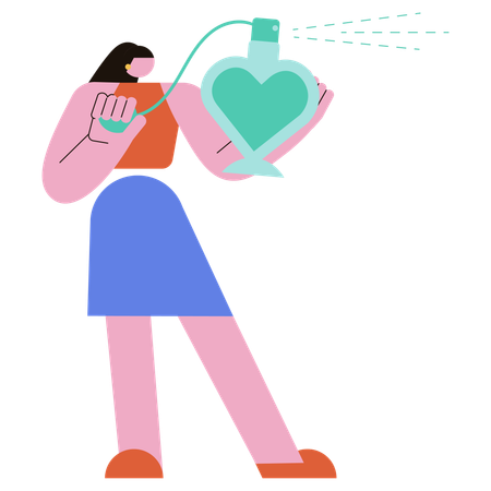 Girl spraying Perfume  Illustration