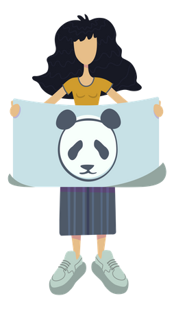 Girl spreading awareness regarding animal protection  Illustration