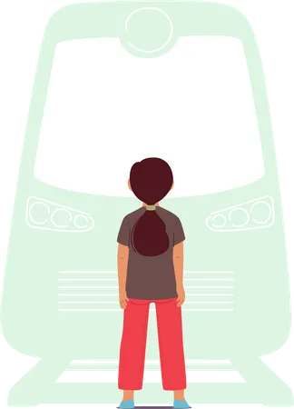 Girl Stand On Railroad Child Ignoring Danger Symptom Of Autism Difficulty Perceiving Risks May Indicate Sensory Processing Differences And Require Specialized Support Cartoon Vector Illustration イラスト