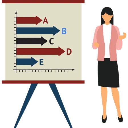 Girl standing by board stand  Illustration