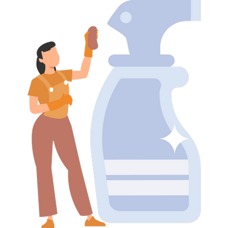 Girl standing by shower  Illustration