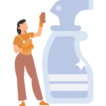 Girl standing by shower  Illustration