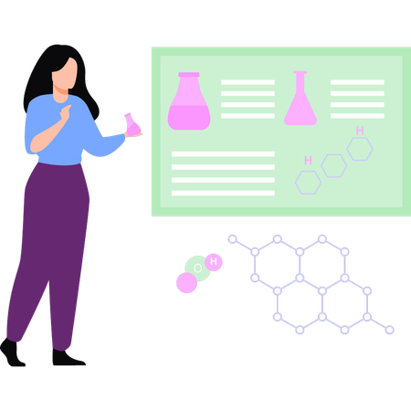 Girl standing in chemistry lab  Illustration