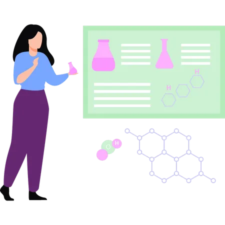 Girl standing in chemistry lab  Illustration