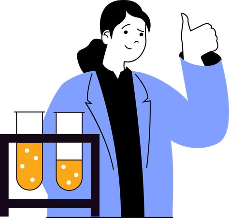 Girl standing in chemistry lab  Illustration