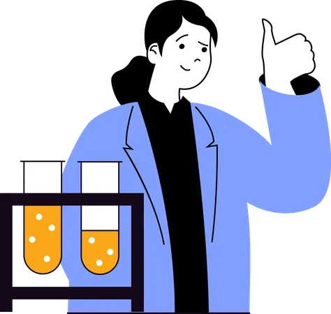 Girl standing in chemistry lab  Illustration