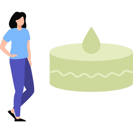 Girl standing near cake  일러스트레이션