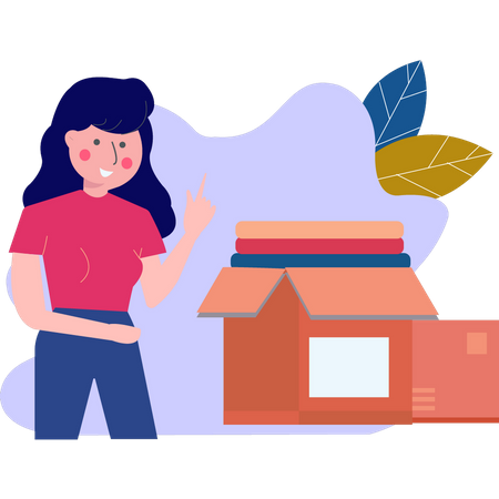 Girl Standing Near Donation Box  Illustration