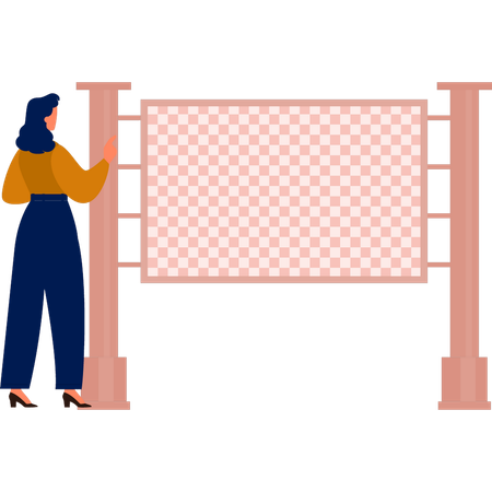 Girl standing near empty bill board  Illustration