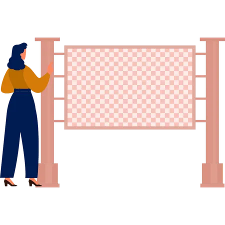 Girl standing near empty bill board  Illustration