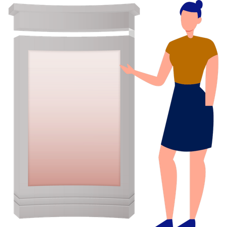 Girl standing near mockup board  Illustration