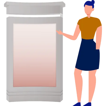 Girl standing near mockup board  Illustration