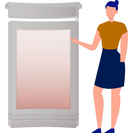 Girl standing near mockup board  Illustration