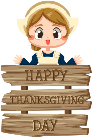 Girl standing near thanksgiving board  Illustration