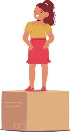 Girl standing on box  Illustration