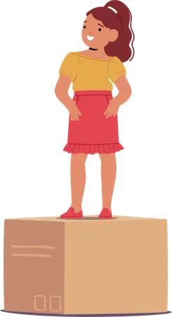 Girl standing on box  Illustration