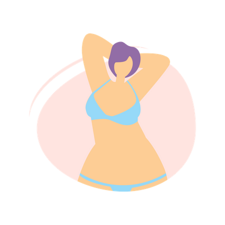 Girl standing wearing bikini  Illustration