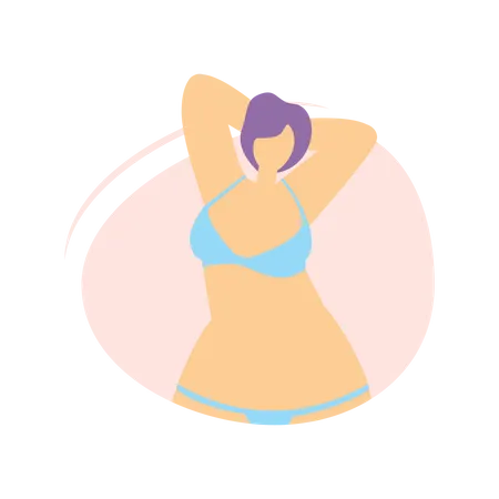 Girl standing wearing bikini  Illustration