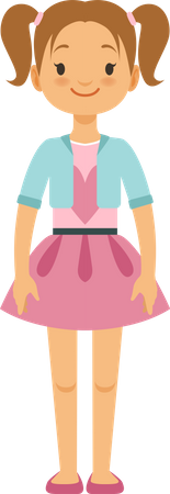 Girl standing while looking at front  Illustration