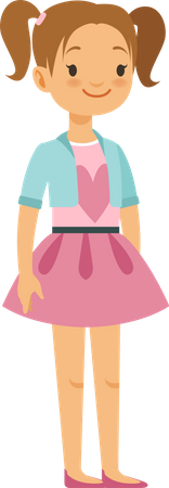 Girl standing while wearing pink frock  Illustration