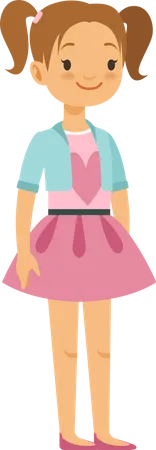 Girl standing while wearing pink frock  Illustration