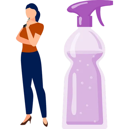Girl standing with aerosol spray  Illustration