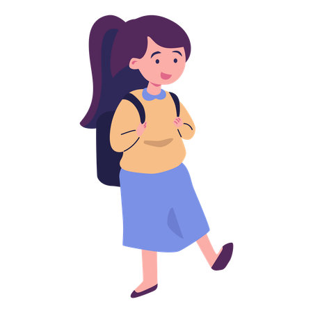 Girl Standing With Bag  Illustration