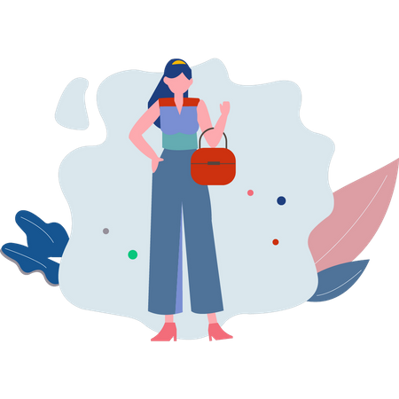 Girl standing with bag  Illustration