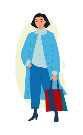 Girl standing with bag  Illustration