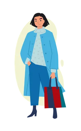 Girl standing with bag  Illustration