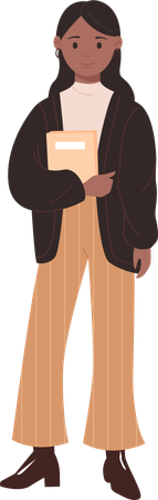 Girl standing with book  Illustration