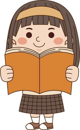 Girl standing with book  Illustration