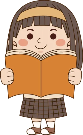 Girl standing with book  Illustration