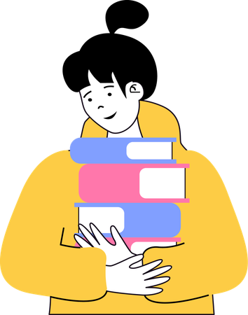 Girl standing with books  Illustration