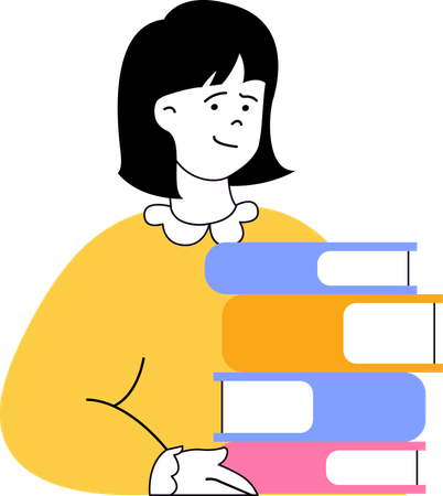 Girl standing with books  Illustration