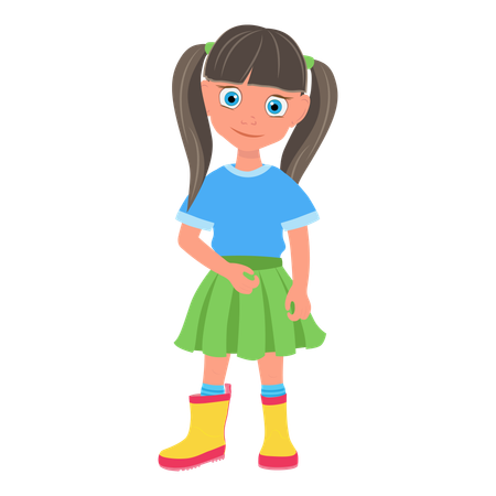 Girl standing with casual pose  Illustration