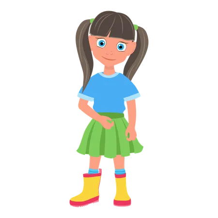 Girl standing with casual pose  Illustration