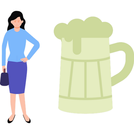 Girl standing with glass of champagne  Illustration