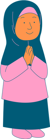 Girl standing with hands in front begging  Illustration