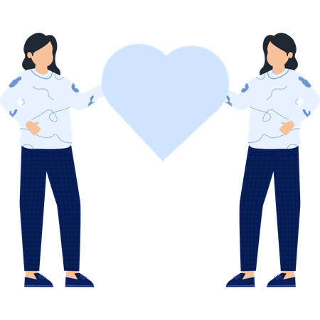 Girl standing with heart  Illustration
