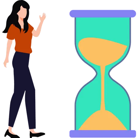 Girl standing with hourglass  Illustration