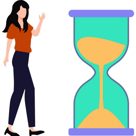 Girl standing with hourglass  Illustration