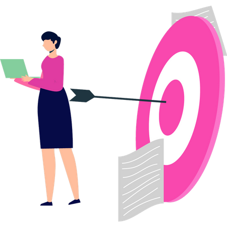 Girl standing with laptop  Illustration
