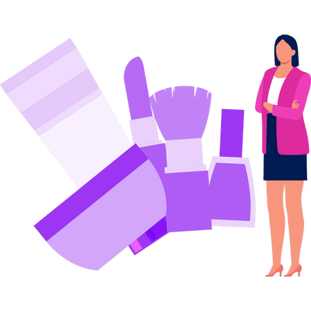 Girl standing with makeup products  Illustration