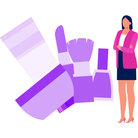 Girl standing with makeup products  Illustration