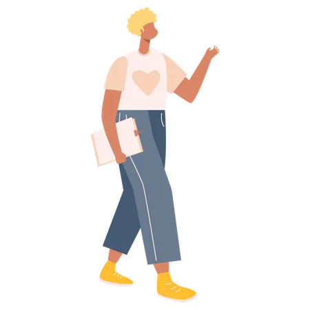 Girl standing with notepad  Illustration