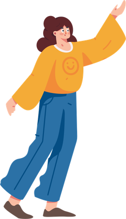 Girl standing with one hand up  Illustration