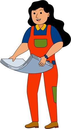 Girl standing with printing paper  Illustration